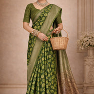 Traditional Rapier Silk Matching Saree With Blouse Piece | SOJ-HEENA LINEN