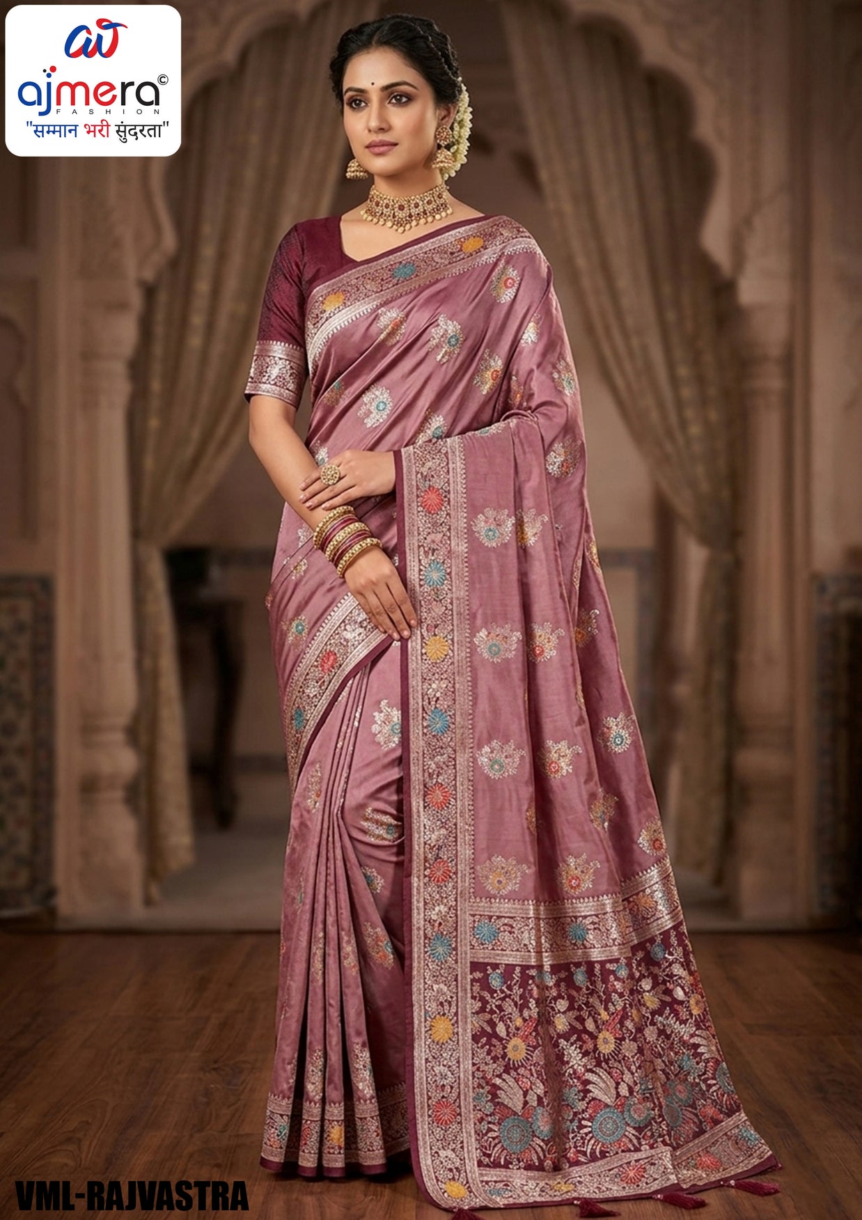 Textured Jacquard Silk Saree With Blouse Piece | VML-RAJVASTRA