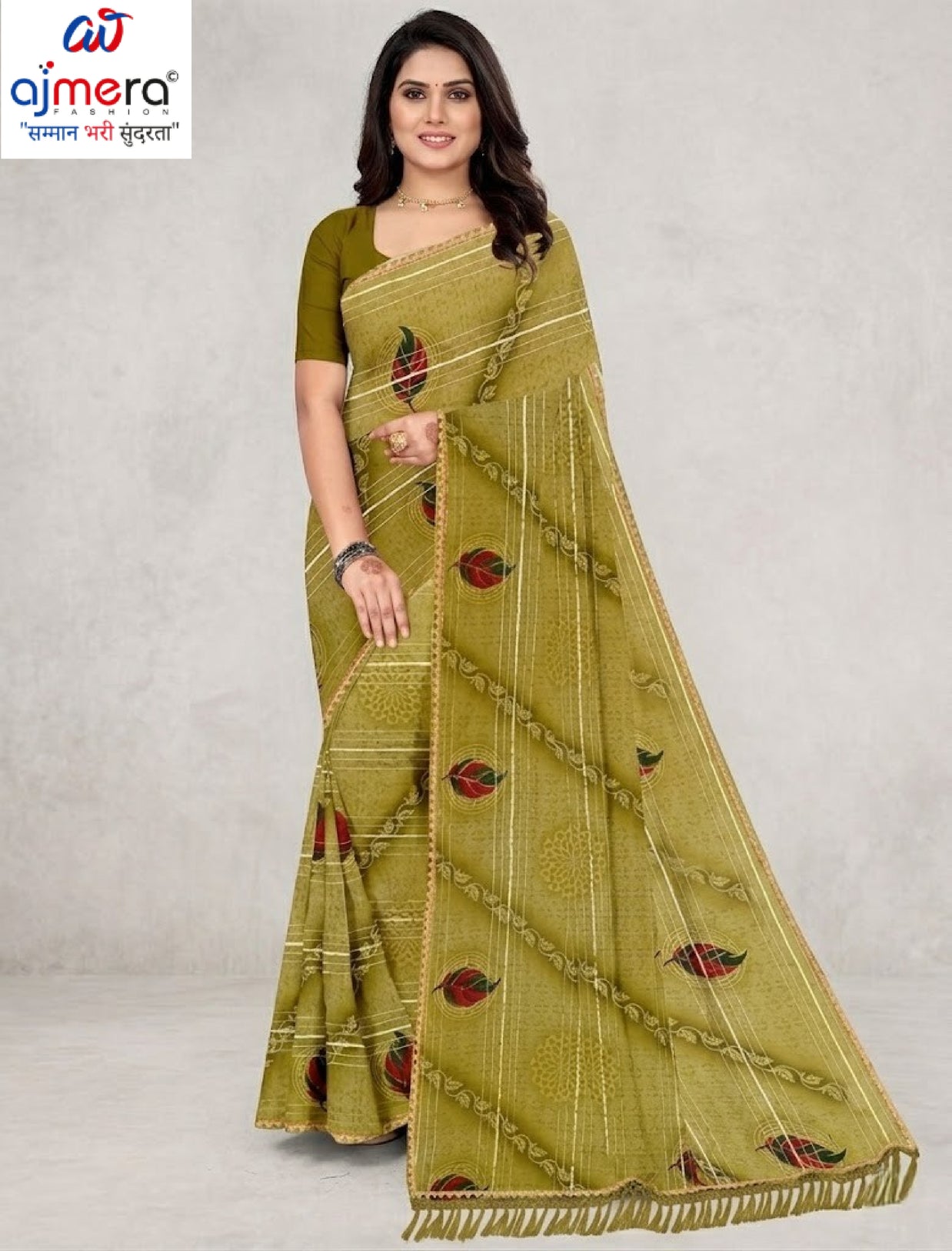 Premium Printed Saree with Matching Blouse Piece for Ethnic Elegance  | GPT-BIJLI-1