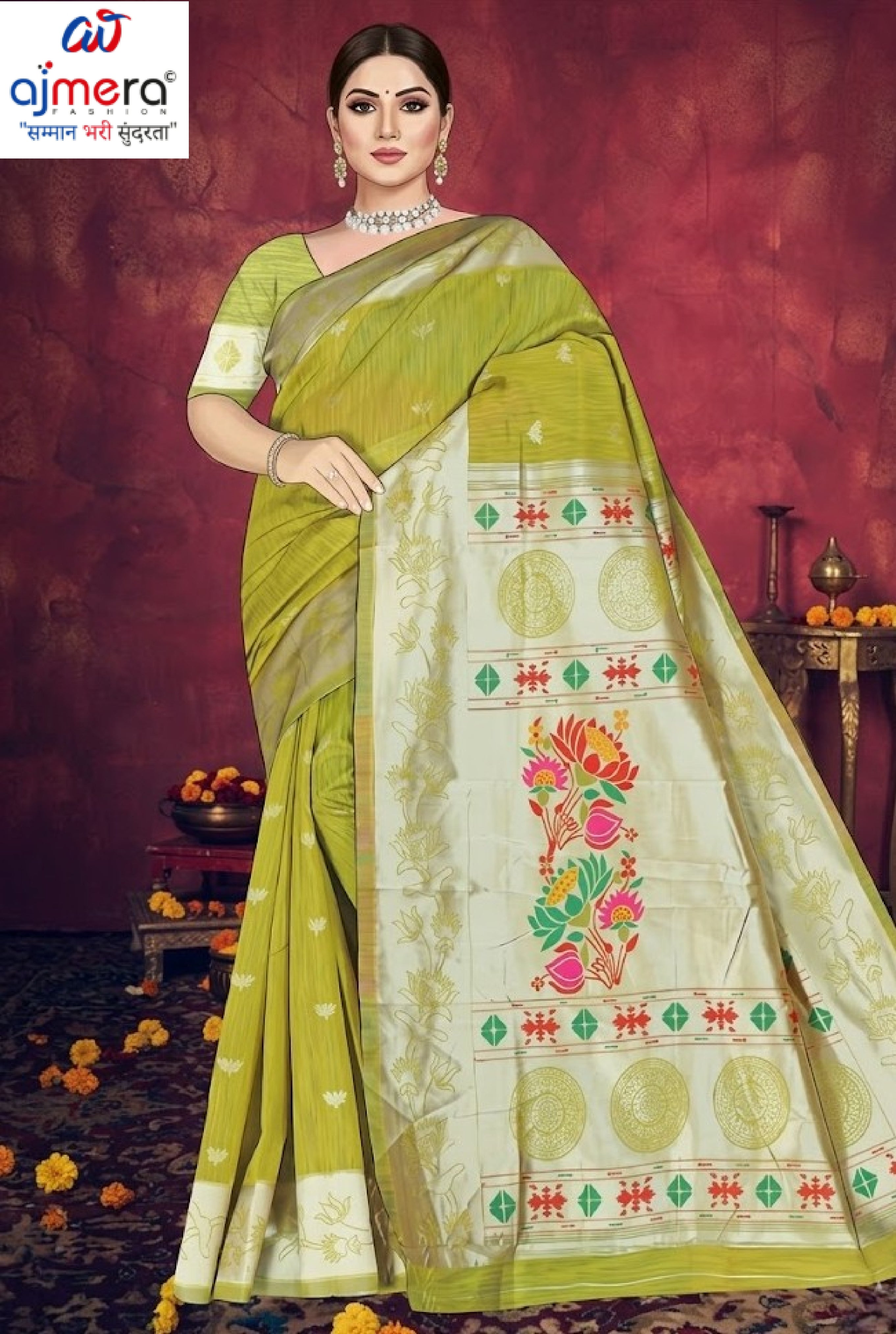 Ethnic Rapier Silk Matching Saree With Blouse Piece | DKS-JEMINAH