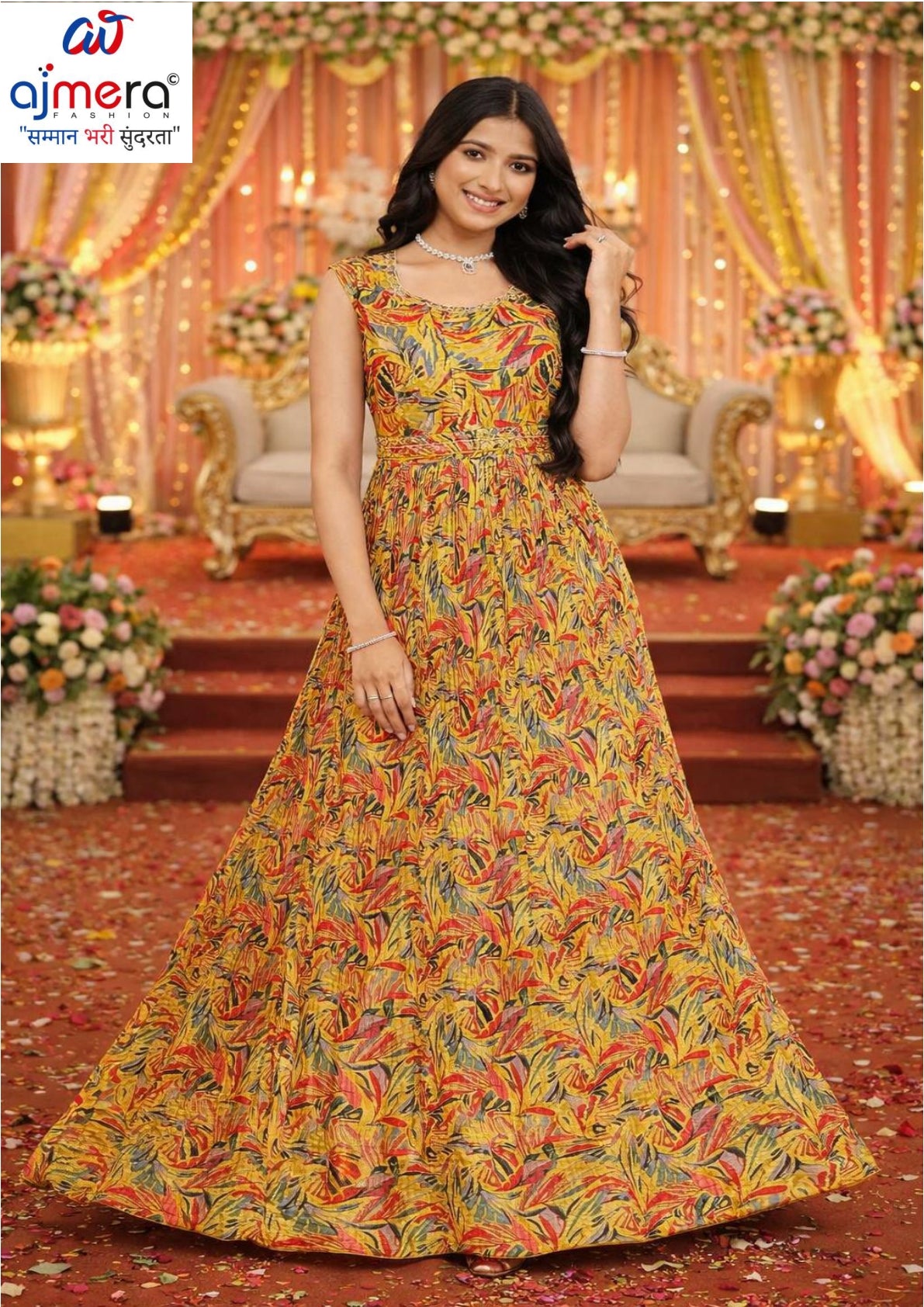 Designer Chinon Gown for Women | KRU-488