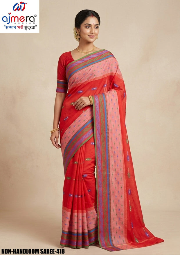 Wholesale Cotton Saree with Without Blouse for Premium Ethnic and Traditional Wear | NDN-HANDLOOM SAREE-418