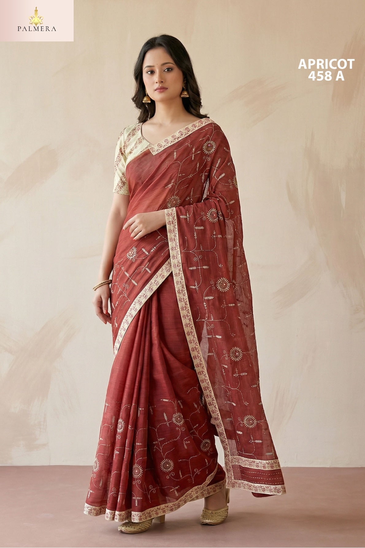 Apricot Khadi Saree with Blouse for Premium Ethnic and Designer Wear | ALL-APRICOT-458