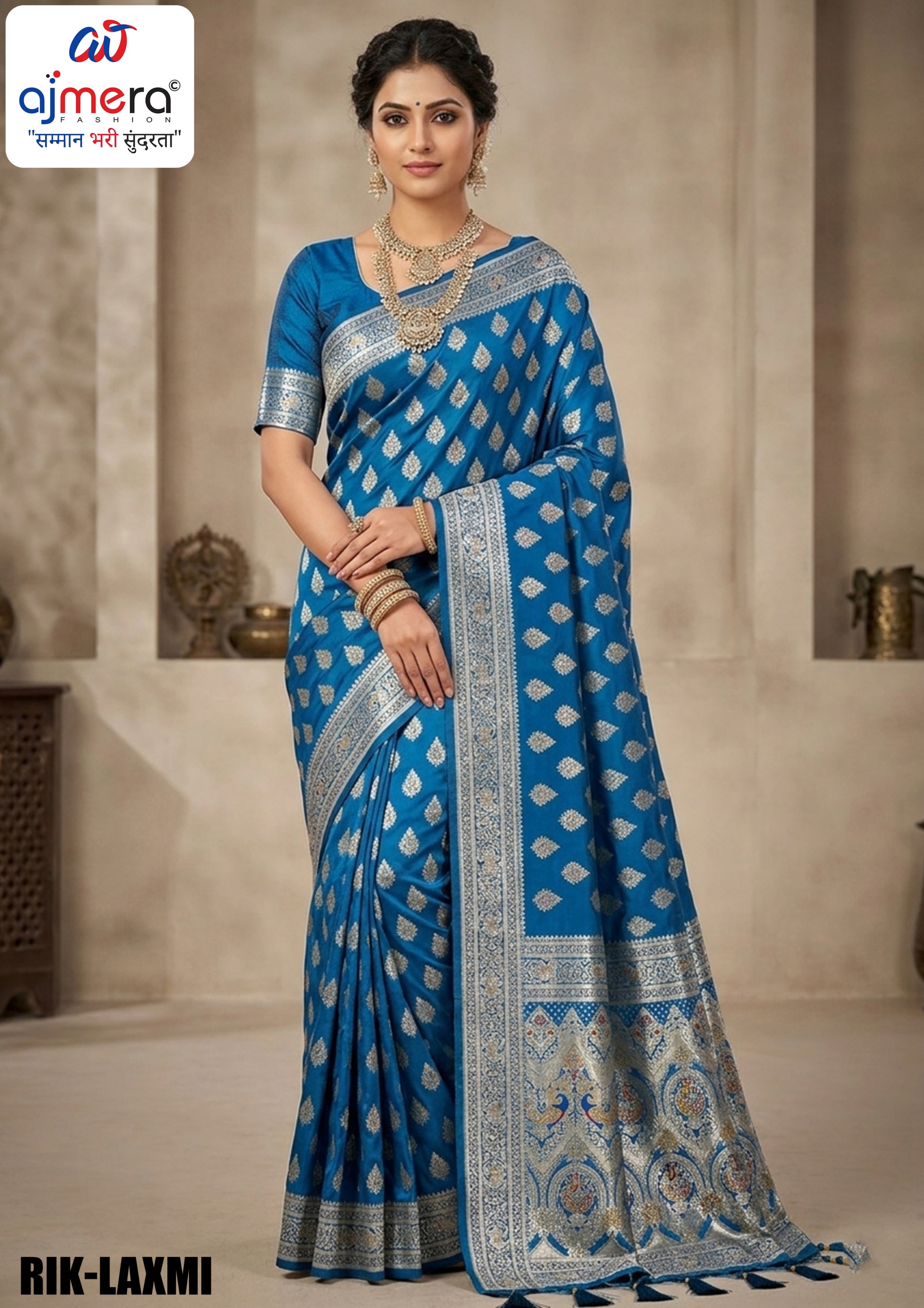 Handcrafted Jacquard Silk Saree With Blouse Piece | RIK-LAXMI