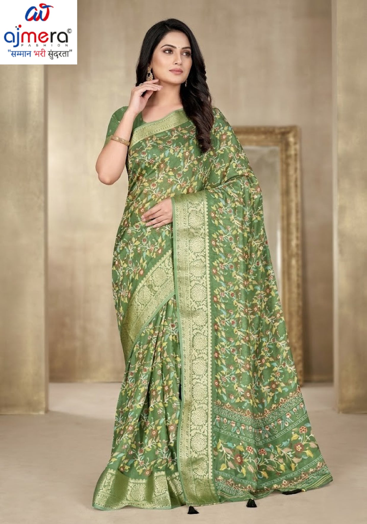 Fashionable Printed Saree with Blouse Piece for Festive Collection | VER-NEELAM-43545