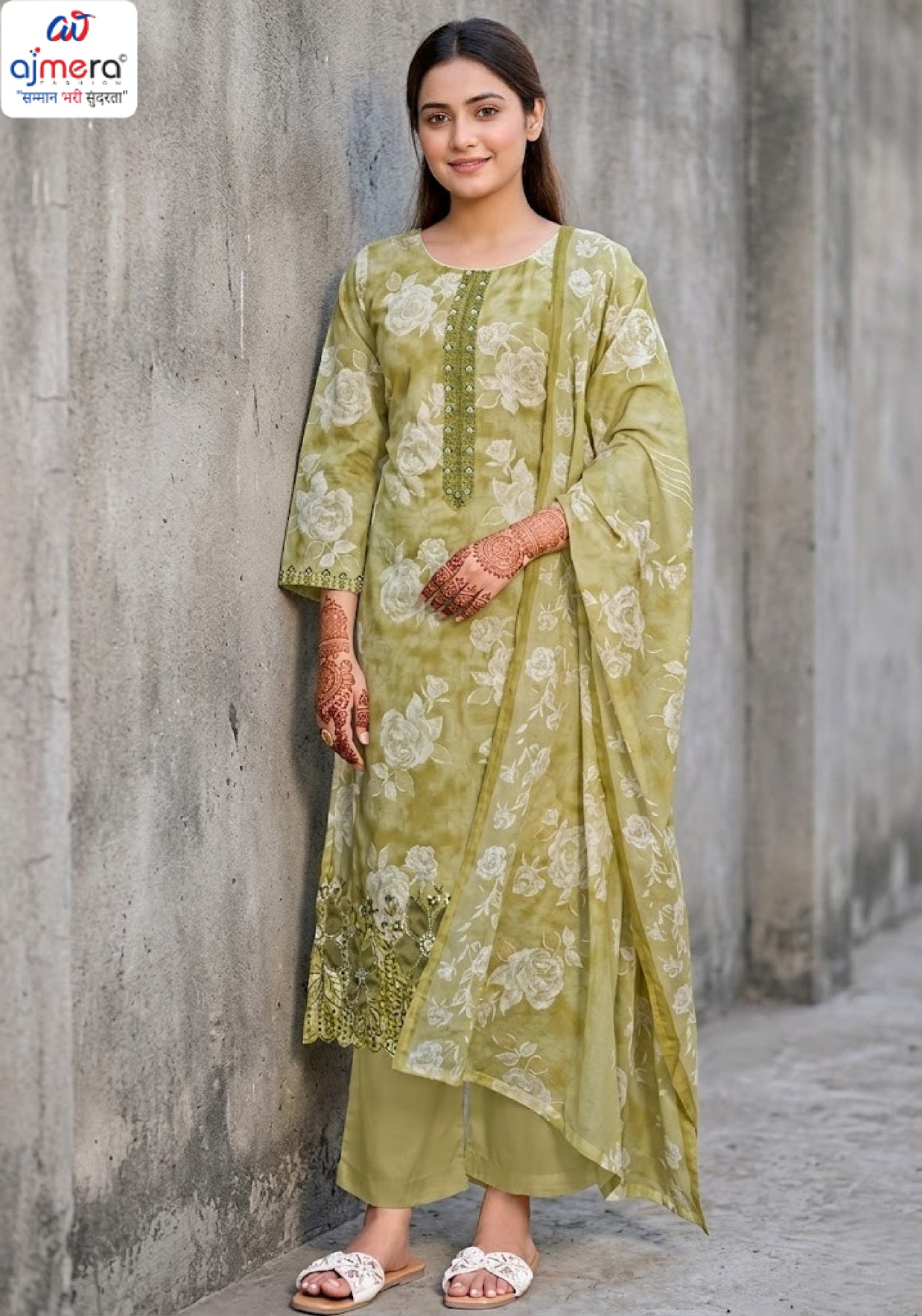 Premium Cambric Cotton Unstitched Suit Set | VAS-COPPER DIAMOND