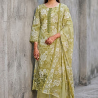 Premium Cambric Cotton Unstitched Suit Set | VAS-COPPER DIAMOND