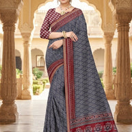 Daily Wear Cotton Saree with Blouse Piece for Premium Ethnic and Traditional Wear | ANT-MUSKAN PURE SILK