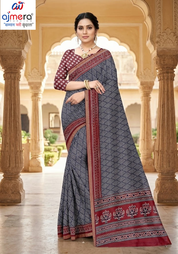 Daily Wear Cotton Saree with Blouse Piece for Premium Ethnic and Traditional Wear | ANT-MUSKAN PURE SILK