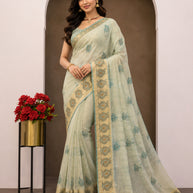 Apricot Linen Saree with Blouse for Premium Ethnic Occasion Wear | ALL-APRICOT-117