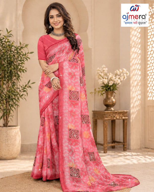 Chic Printed Saree with Blouse Piece for Sophisticated Ethnic Style  | TTS-EKNOOR