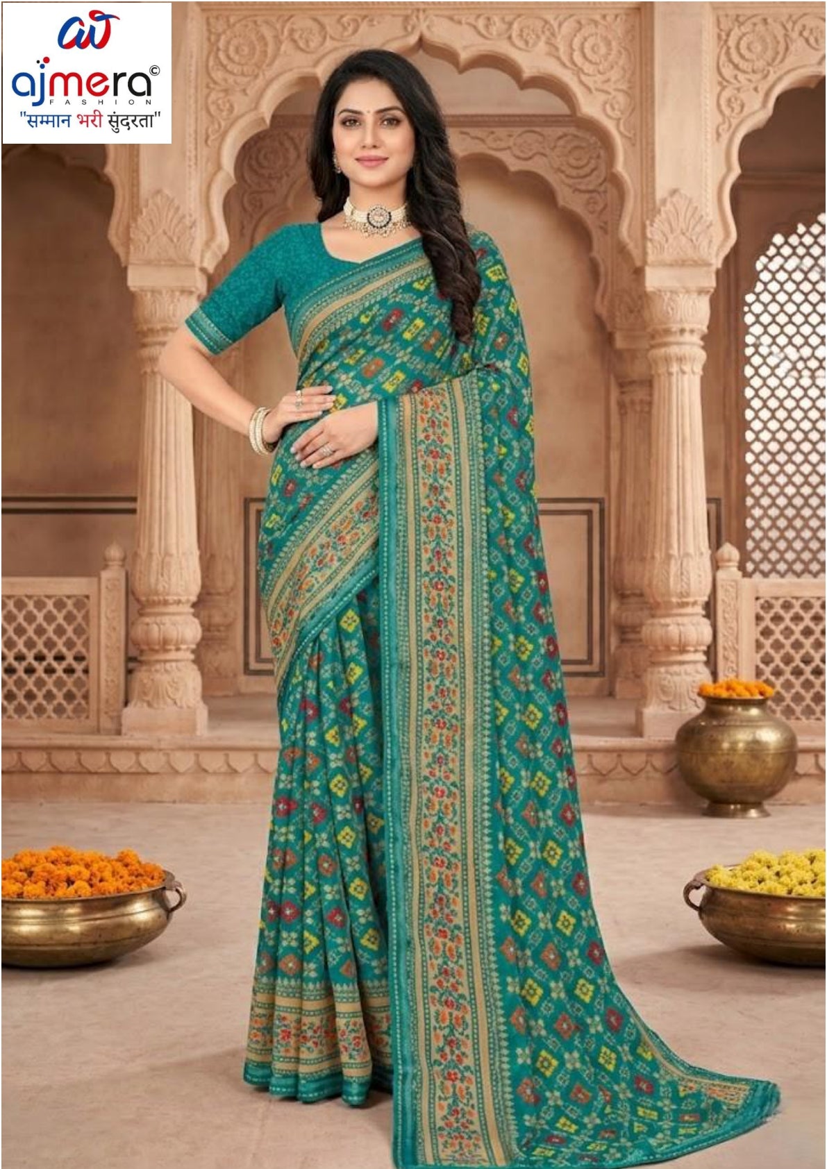 Sharmili Print Loose Saree with Blouse for Premium Ethnic and Traditional Wear | TTS-SAHELI