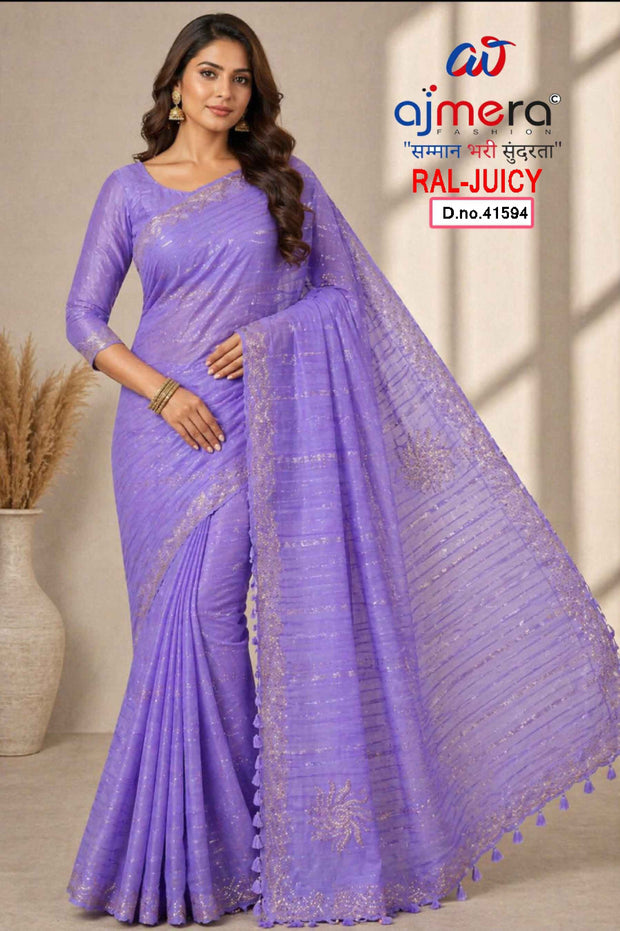 Wholesale Dyed Matching Saree Collection with Blouse Piece for Premium Ethnic and Traditional Wear | RAL-JUICY