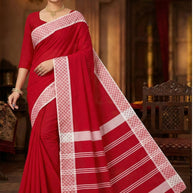 Traditional Cotton Saree with Without Blouse for Premium Ethnic and Traditional Wear | MSS-SHIV LALIGURAAS GALA RED