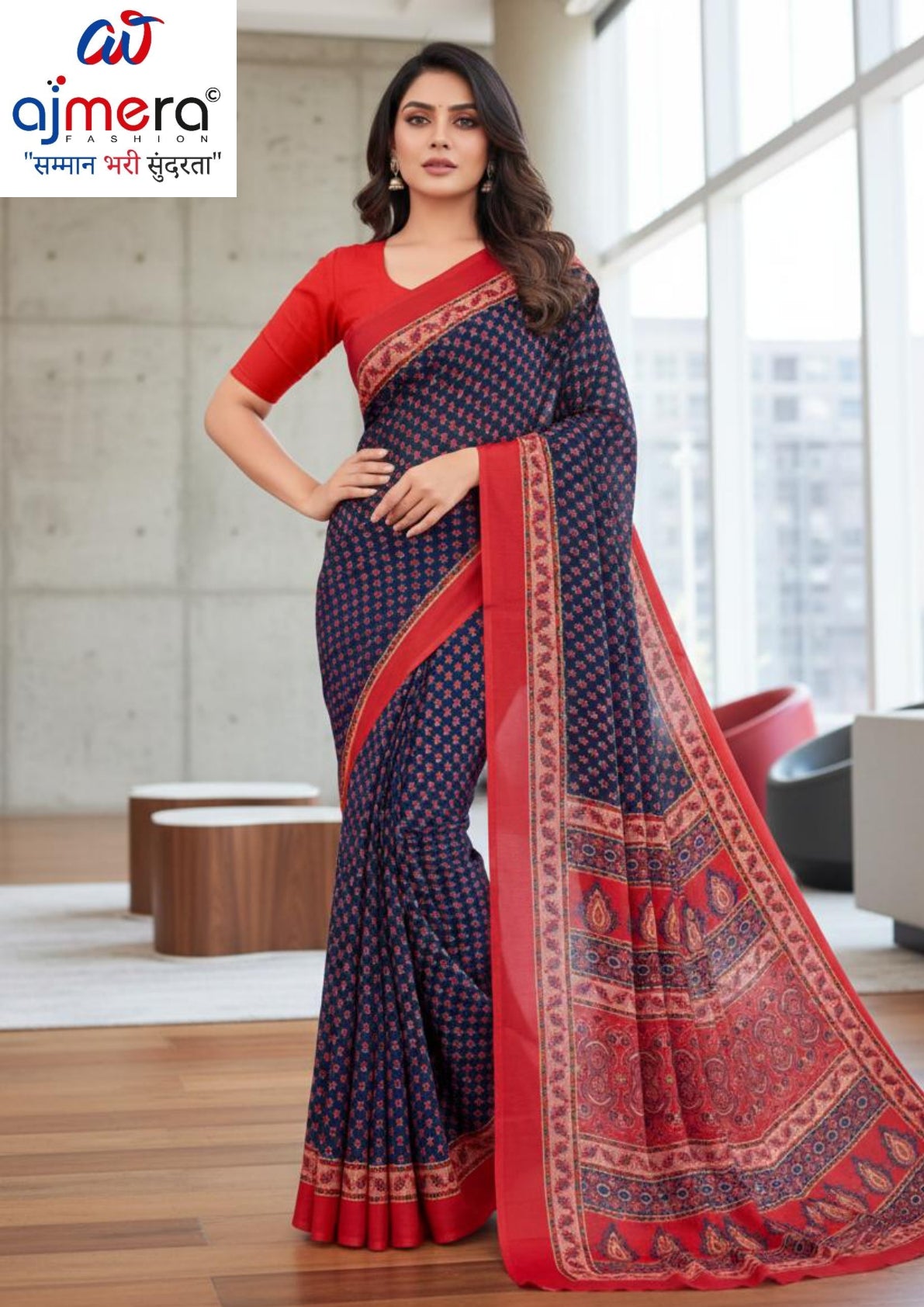 Printed Print Loose Saree without Blouse for Premium Ethnic and Traditional Wear | SIP-MISS WORLD