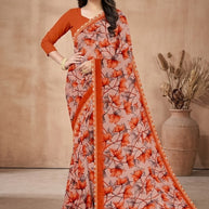 Exclusive Printed Saree with Blouse Piece for Elegant Ethnic Look  | CAS-MILK POWDER