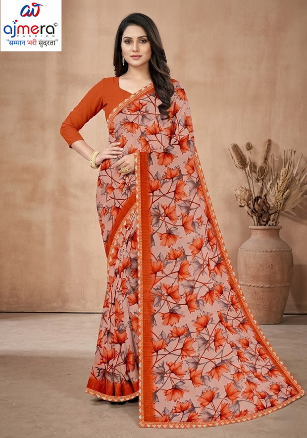 Exclusive Printed Saree with Blouse Piece for Elegant Ethnic Look  | CAS-MILK POWDER