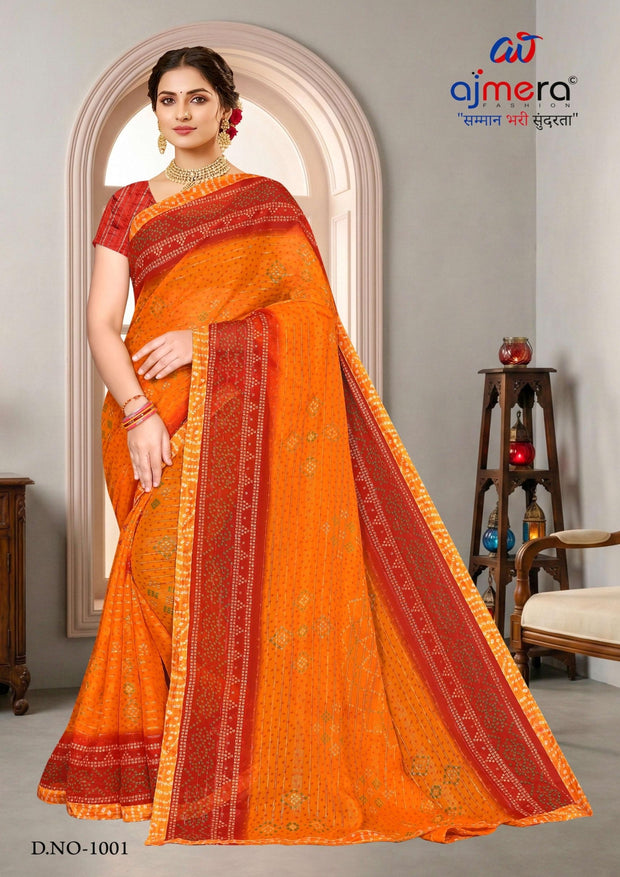 Contemporary Printed Saree with Blouse Piece for Premium Wear | SNR-SANDWISH