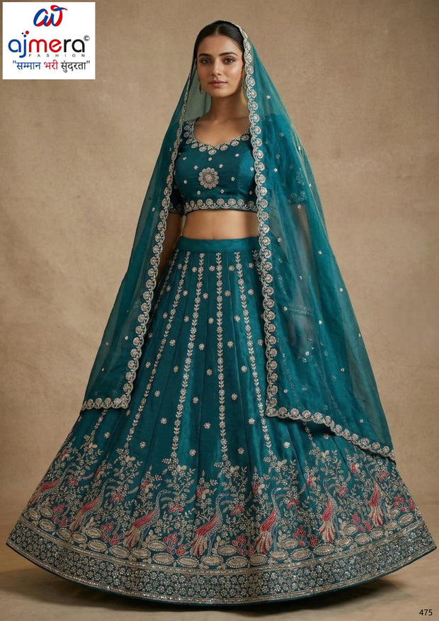 Dart NC Satin Designer Embroidery Lehenga Choli Manufacturer Supplier Exporter | AKJ-MEENA-1589