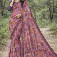 Graceful Printed Saree with Blouse Piece for Modern Ethnic Fashion  | CAS-MANGO SHAKE