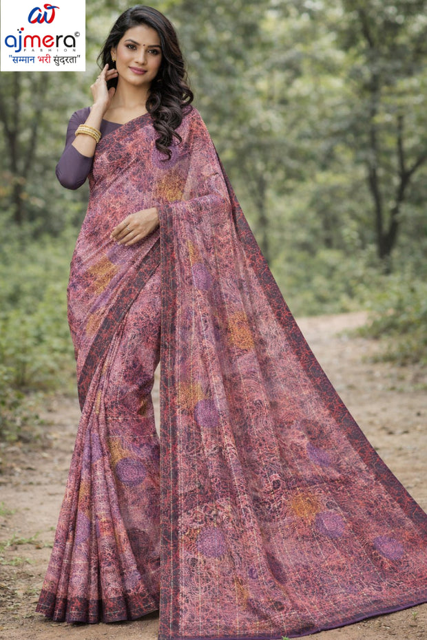 Graceful Printed Saree with Blouse Piece for Modern Ethnic Fashion  | CAS-MANGO SHAKE