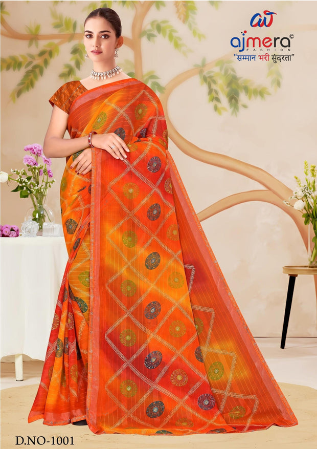 Elegant Printed Saree with Designer Blouse Piece for Festive Wear  | SNR-NAMAYA
