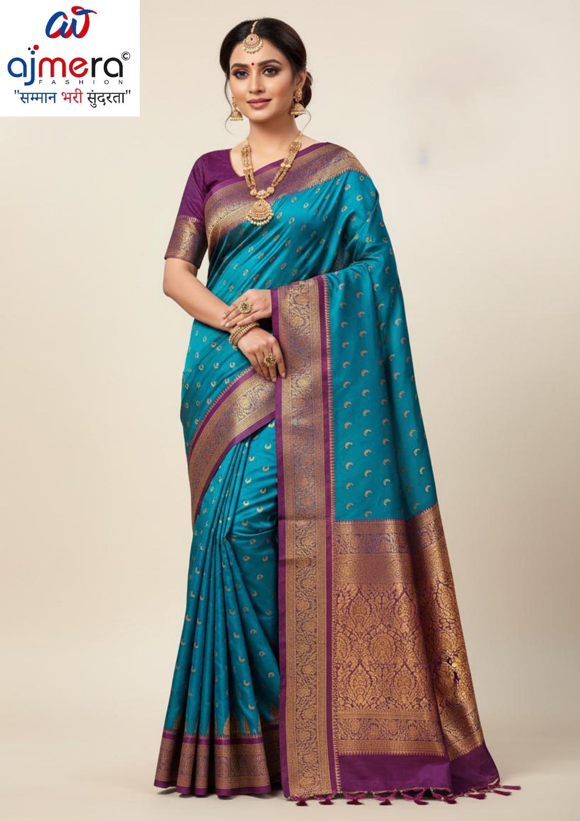 Designer Jacquard Silk Saree with Blouse Piece for Traditional Occasions | WON-SONAKSHI