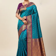 Designer Jacquard Silk Saree with Blouse Piece for Traditional Occasions | WON-SONAKSHI
