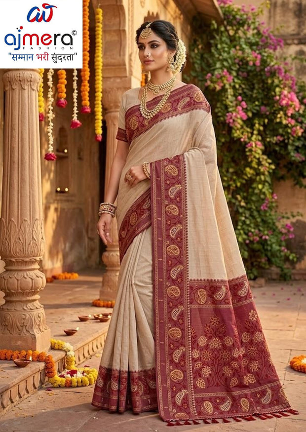 Luxury Jacquard Silk Saree with Blouse Piece for Wedding & Party Wear | TUL-AARADHNA COTTON