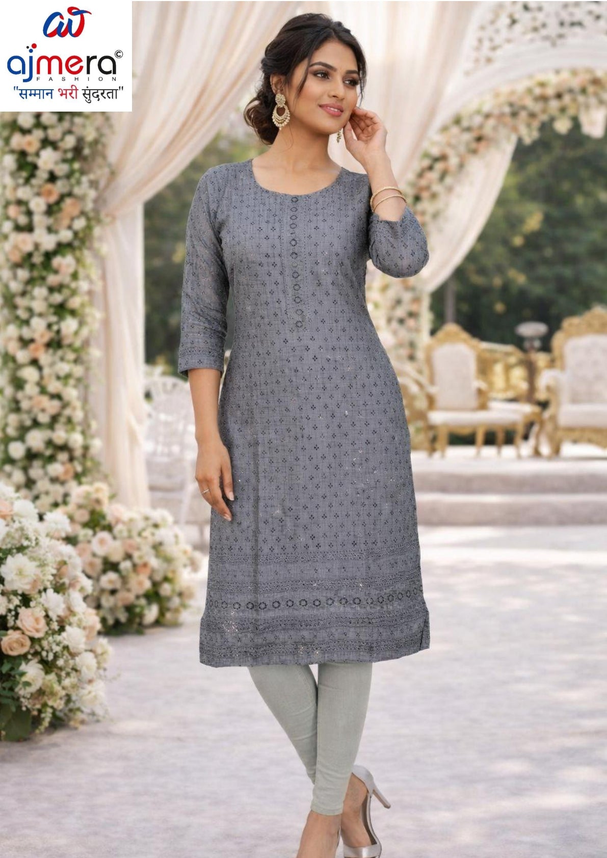 Plus Size Embroidered Kurti for Women | SHP-CHICKEN SEQUENCE WORK BIG