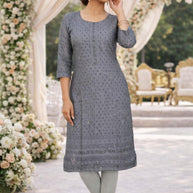 Plus Size Embroidered Kurti for Women | SHP-CHICKEN SEQUENCE WORK BIG