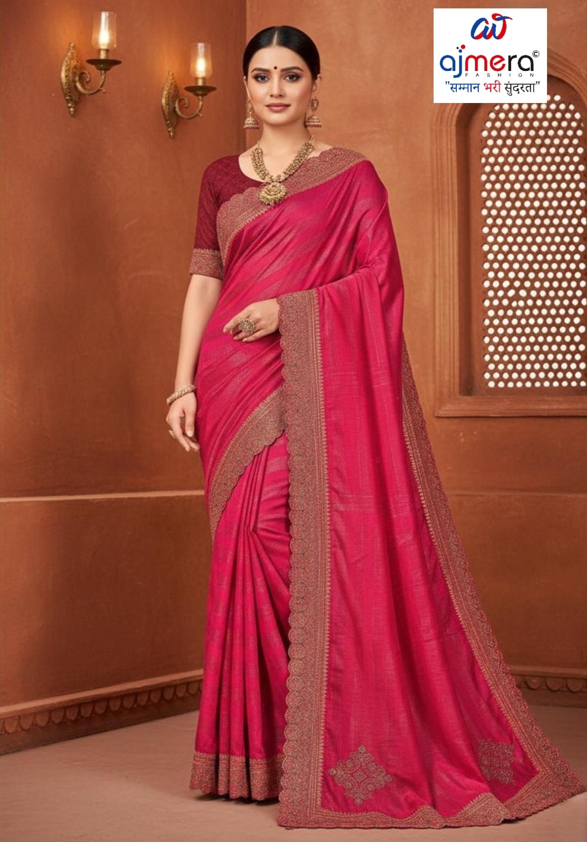 Rimzim Designer Dyed Matching Saree with Blouse Piece for Premium Ethnic and Traditional Wear | TIK-MOTU PATLU