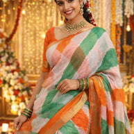 Designer Printed Saree with Blouse Piece for Special Occasions  | YDP-TIRANGA