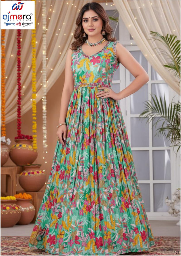 Designer Chinon Gown for Women | KRU-437