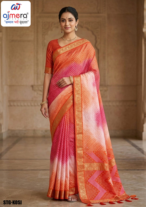 Digital Print Saree with Blouse Piece for Premium Ethnic and Traditional Wear | STG-KOSI