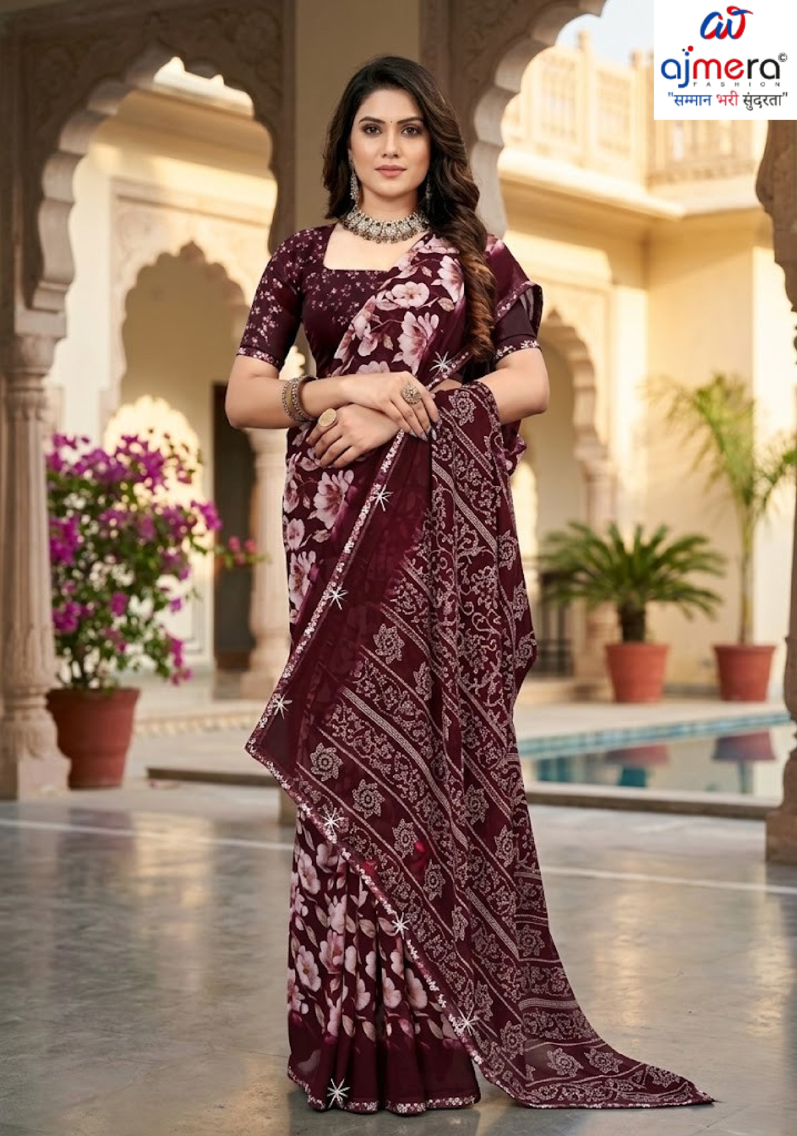 Classic Printed Saree with Blouse Piece for Timeless Traditional Style  | SSR-CALVIN