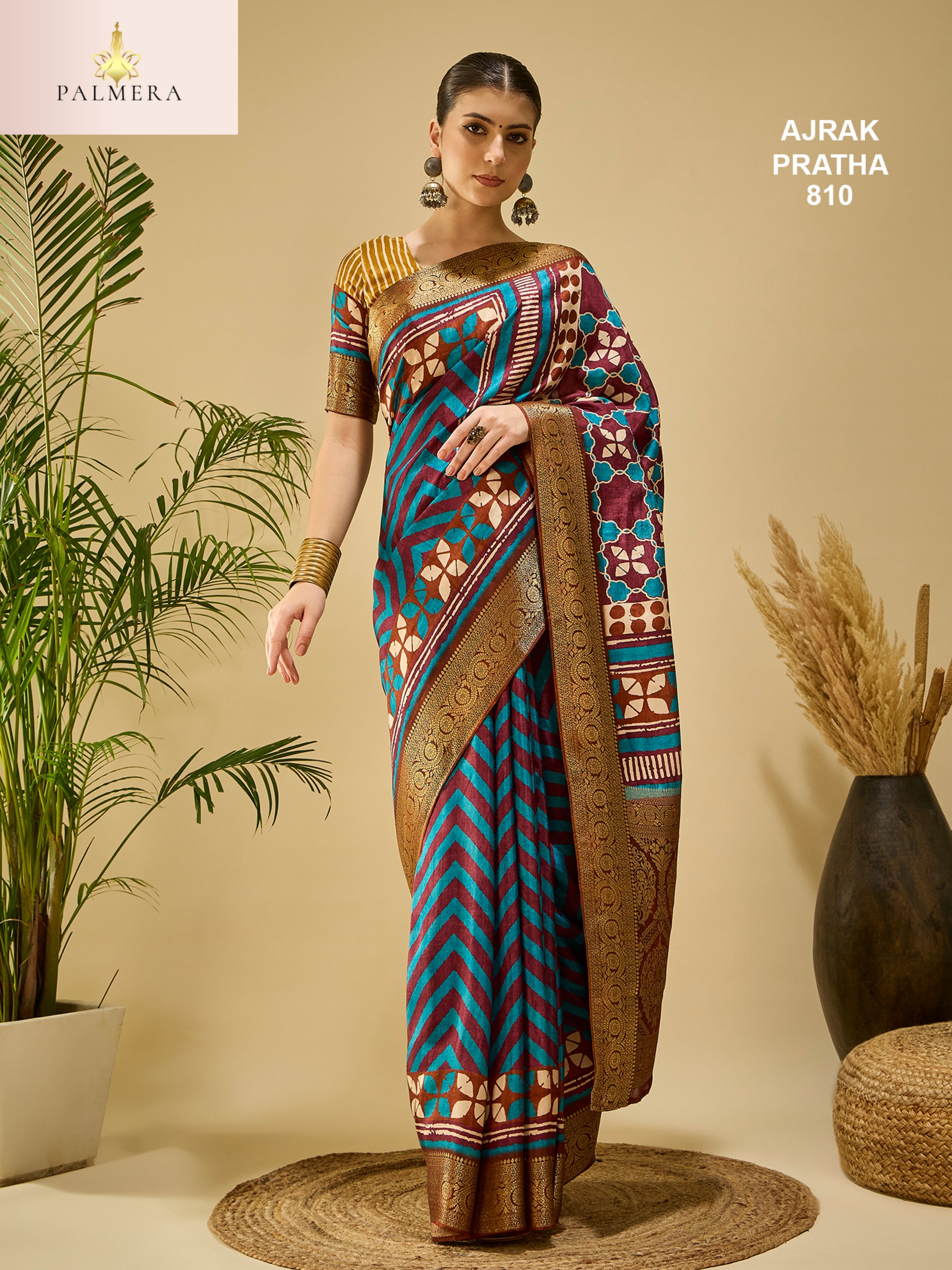 Ajrak Pratha Dolla Viscose Saree with Blouse for Premium Ethnic Wear | ALL-AJRAK PRATHA-810