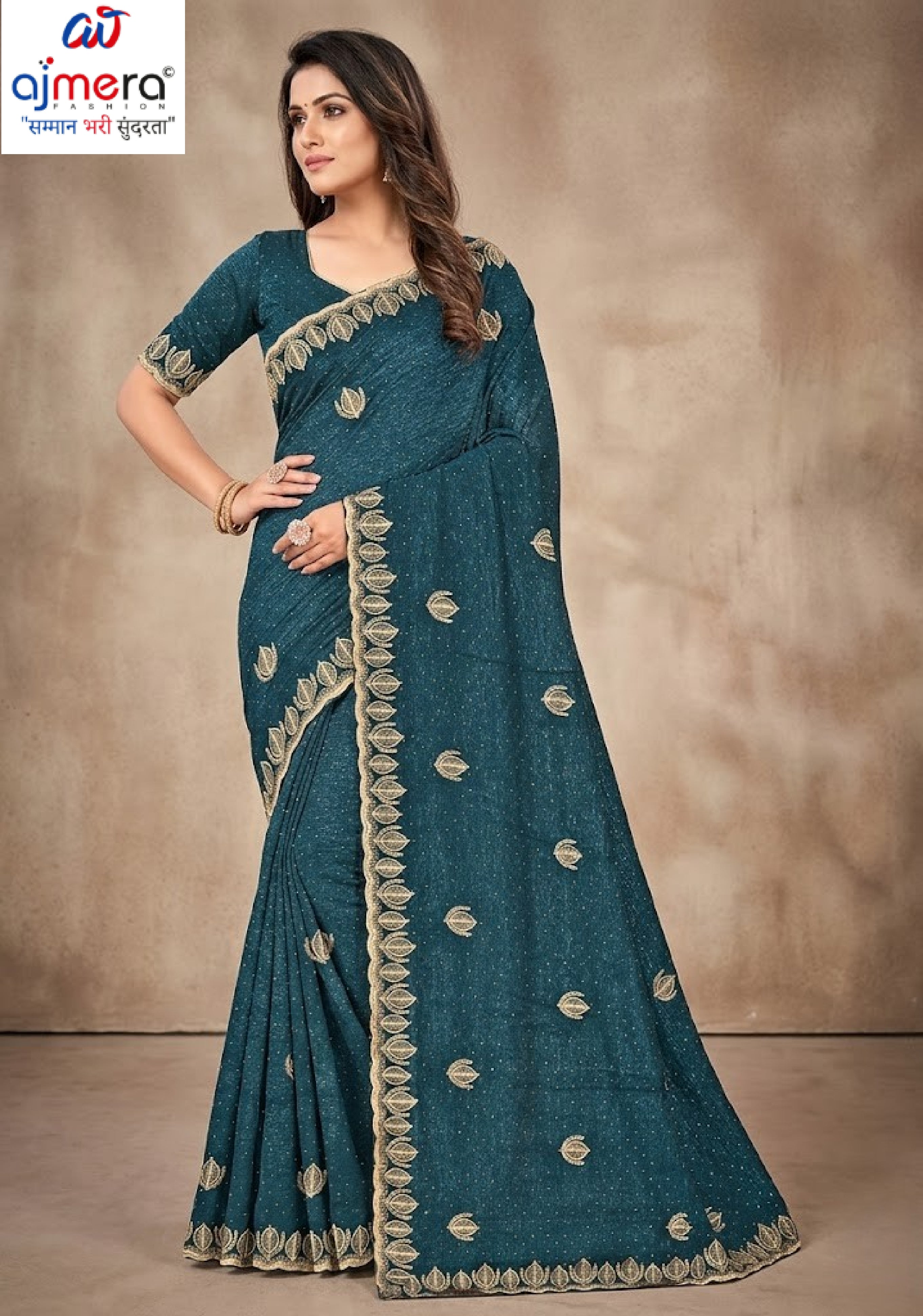 Glamorous Rapier Silk Matching Saree With Blouse Piece | VKM-OCEN