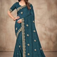 Glamorous Rapier Silk Matching Saree With Blouse Piece | VKM-OCEN