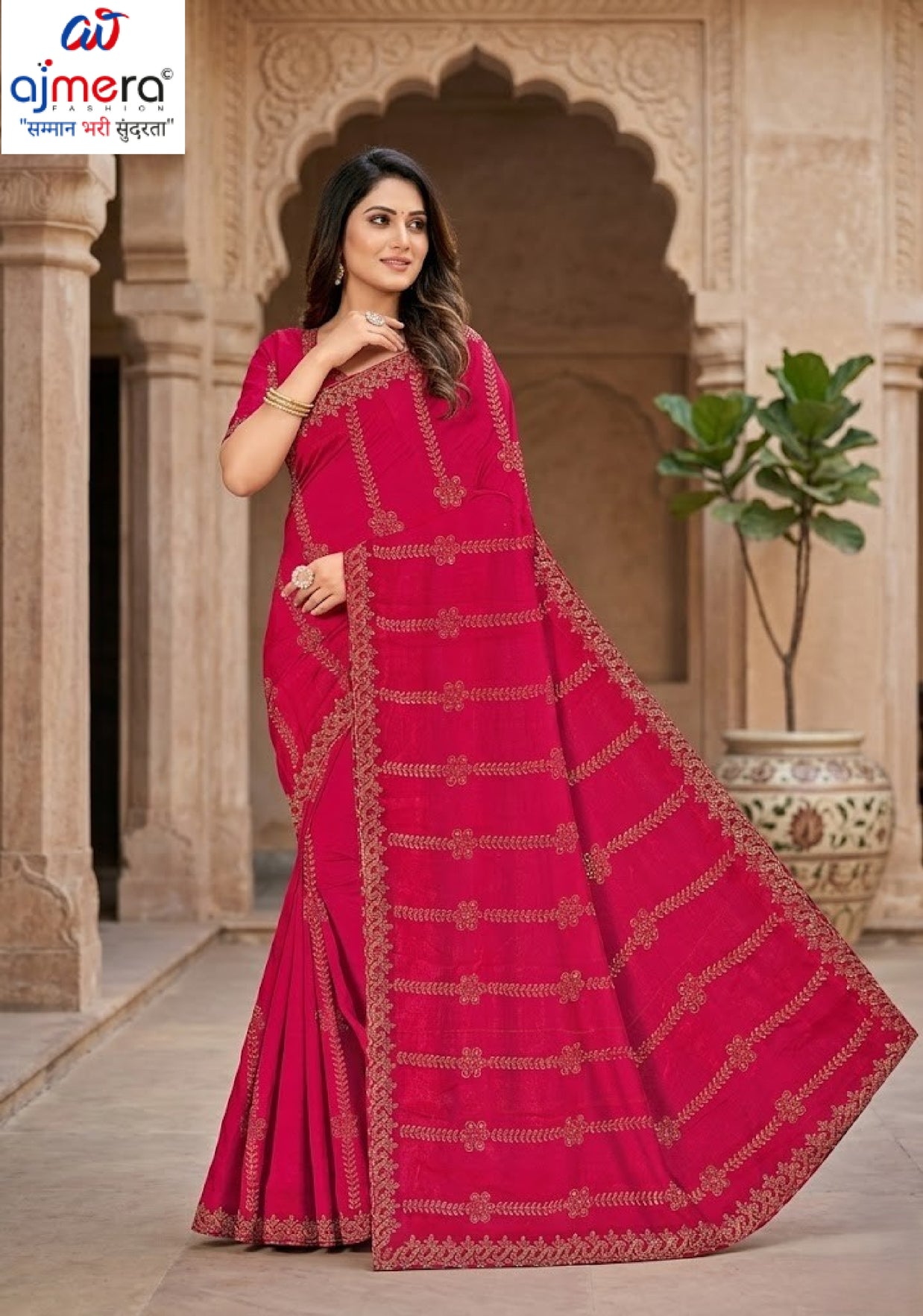 Fandy Embroidery Dyed Matching Saree with Blouse Piece for Premium Ethnic and Traditional Wear | RAL-ISHIKA-1