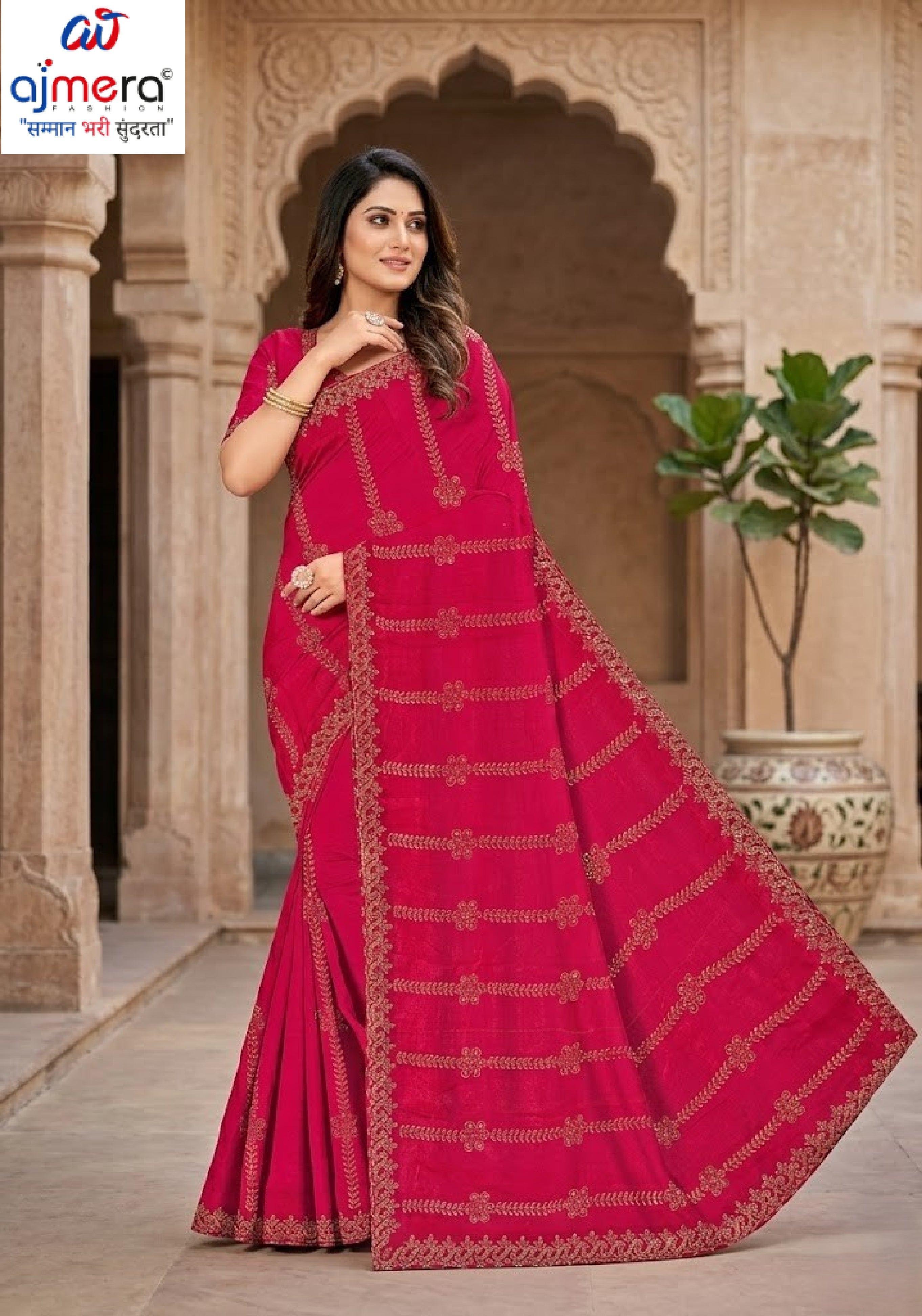 Fandy Embroidery Dyed Matching Saree with Blouse Piece for Premium Ethnic and Traditional Wear | RAL-ISHIKA-1