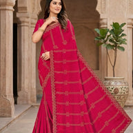 Fandy Embroidery Dyed Matching Saree with Blouse Piece for Premium Ethnic and Traditional Wear | RAL-ISHIKA-1