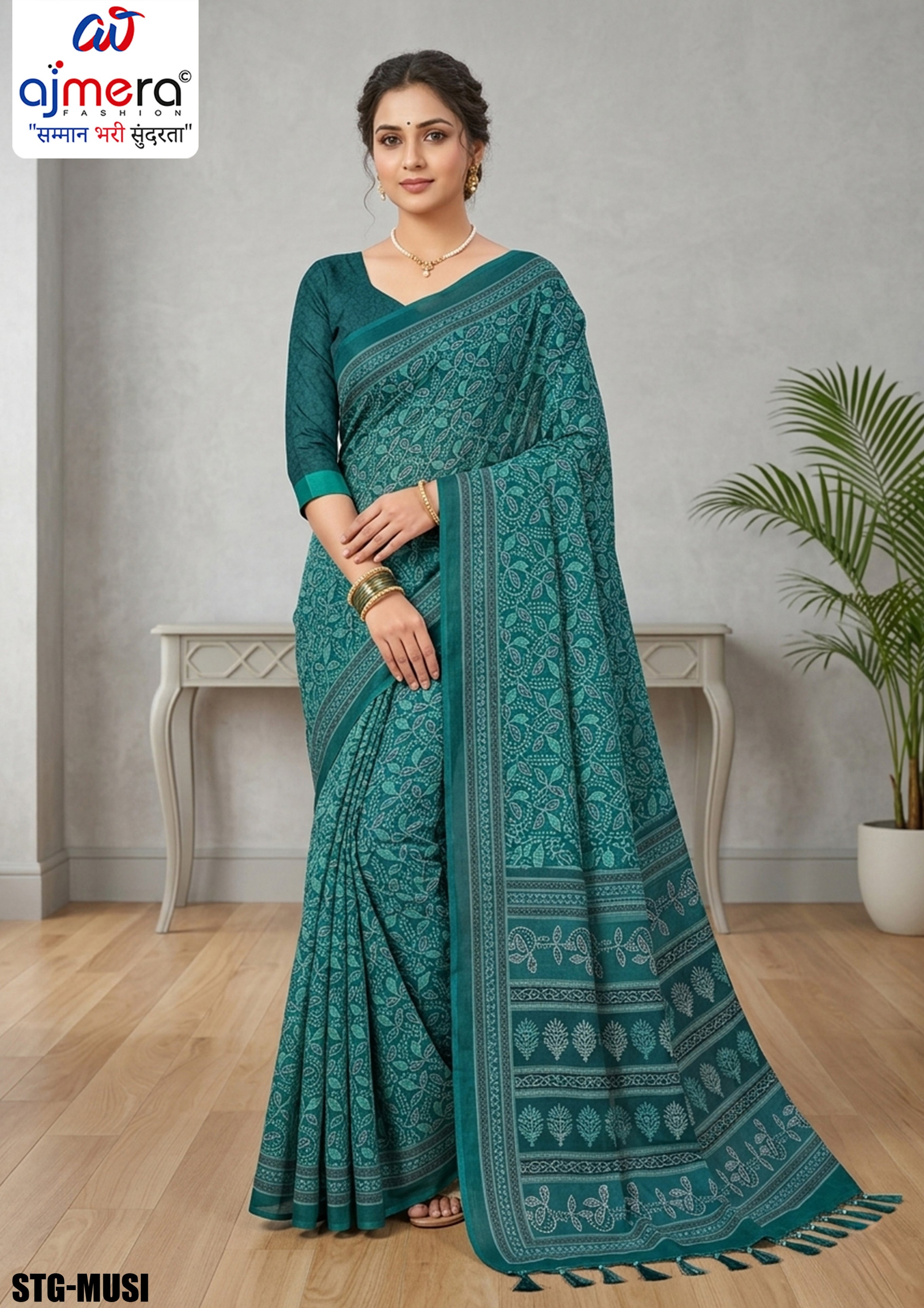 Digital Print Saree with Blouse Piece for Premium Ethnic and Traditional Wear | STG-MUSI