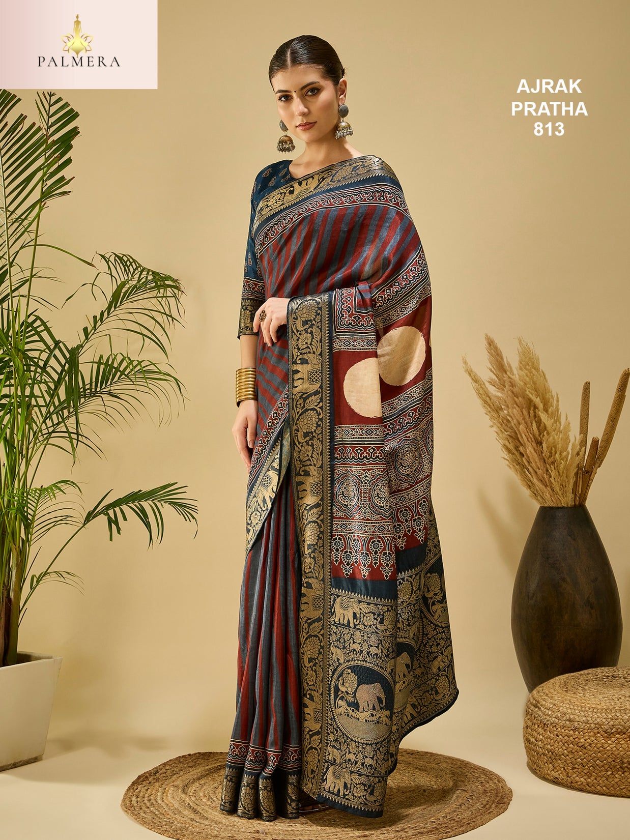 Ajrak Pratha Dolla Viscose Saree with Blouse for Premium Ethnic Fashion Wear | ALL-AJRAK PRATHA-813