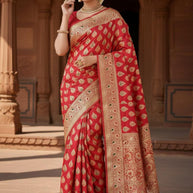 Stylish Jacquard Silk Saree with Blouse Piece for Festive Collection | SBV-SS-5-2370