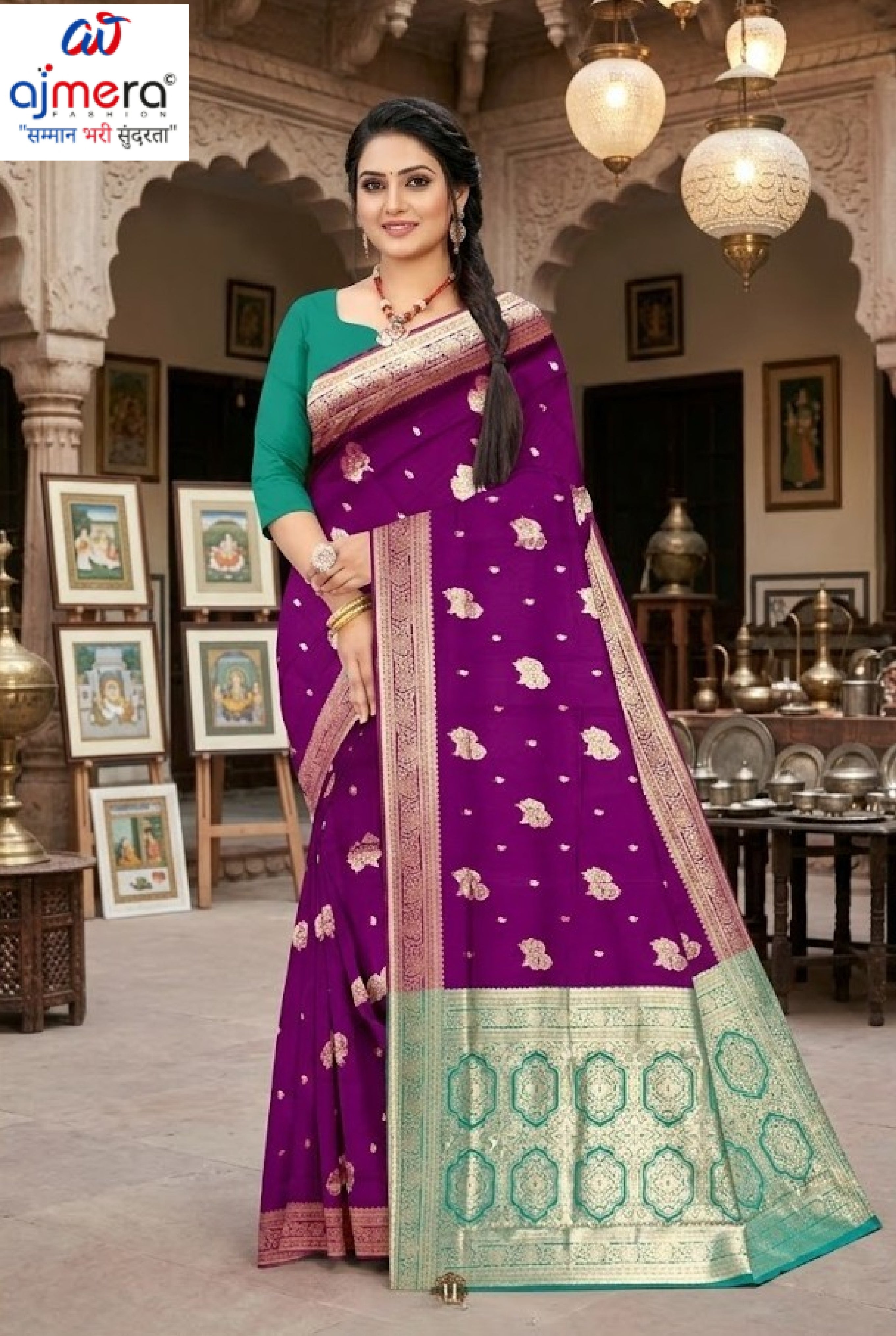 Traditional Rapier Silk Matching Saree With Blouse Piece | BWF-SANSKRITI