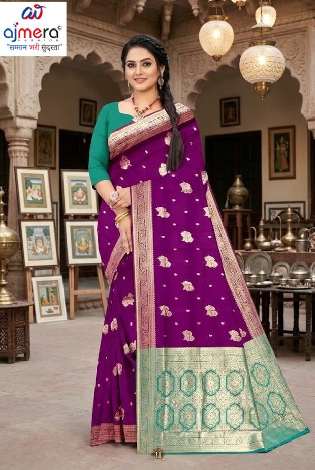 Traditional Rapier Silk Matching Saree With Blouse Piece | BWF-SANSKRITI
