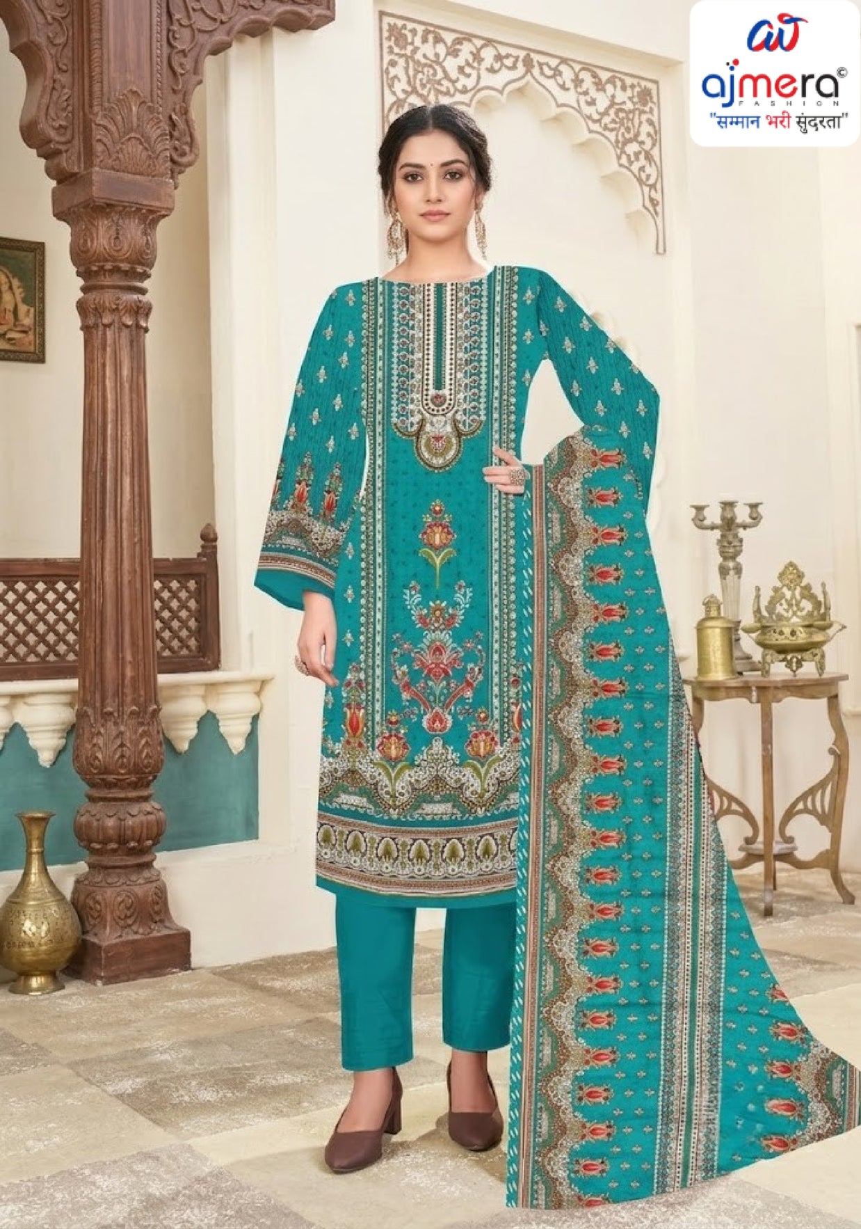 Premium Cotton Unstitched Suit Set | VLF-GULBAHAR