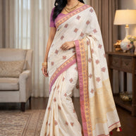 Apricot Doby Saree with Blouse for Premium Ethnic Occasion Wear | ALL-APRICOT-105