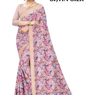 Linen Jari Print Loose Saree with Blouse for Premium Ethnic and Traditional Wear | SBI-SATIN SILK